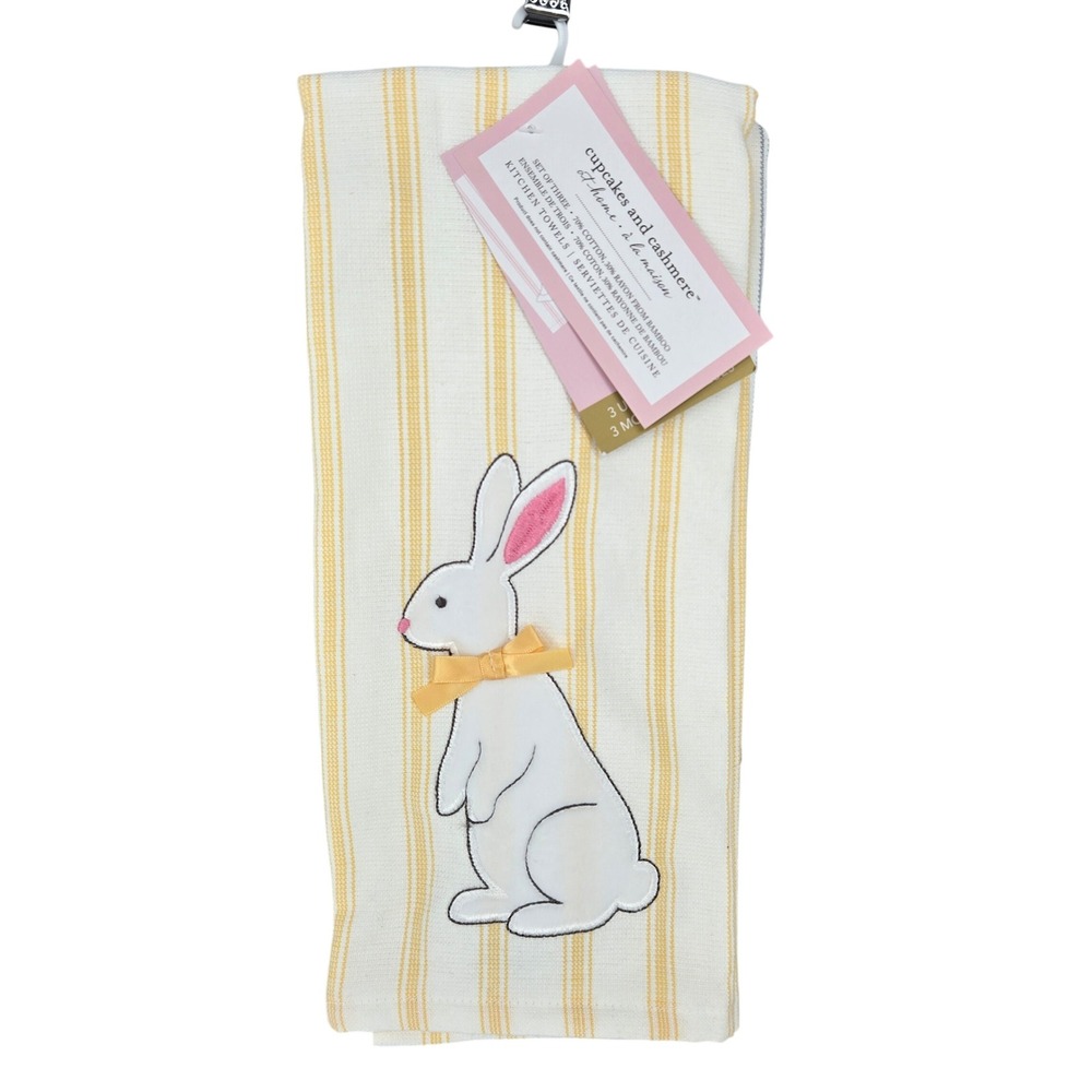 Cupcakes and Cashmere NEW Set of 3 Embroidered Animal Kitchen Towels‎ Farmhouse